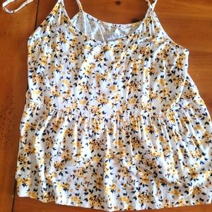 Large American eagle floral ruffle tank